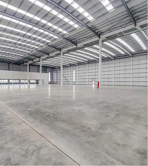 Inside of building illustrating industrial and logistics property solutions, supported by accurate building data and portfolio insights