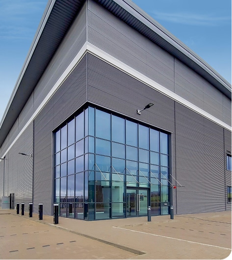 Outside of building illustrating industrial and logistics property solutions, supported by accurate building data and portfolio insights